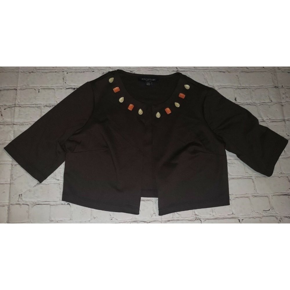 NWOT Perceptions Petite Size PXS Brown Shrug Cover Up Top